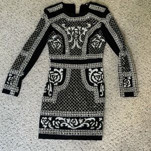 Bebe black long sleeve beaded dress
